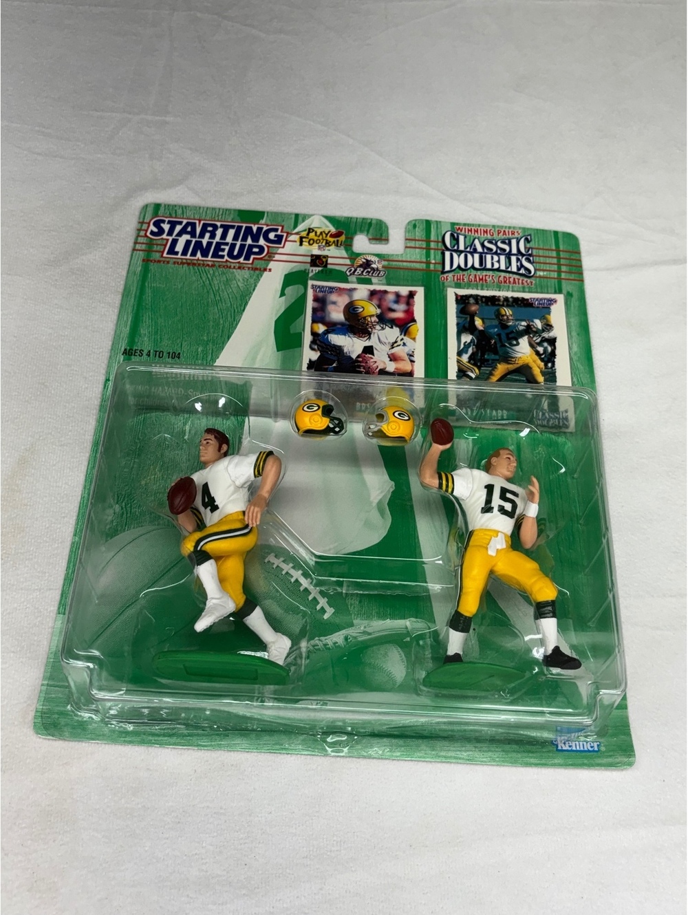 1997 Starting Lineup Classic Doubles Brett Favre Bart Starr Green Bay Figures